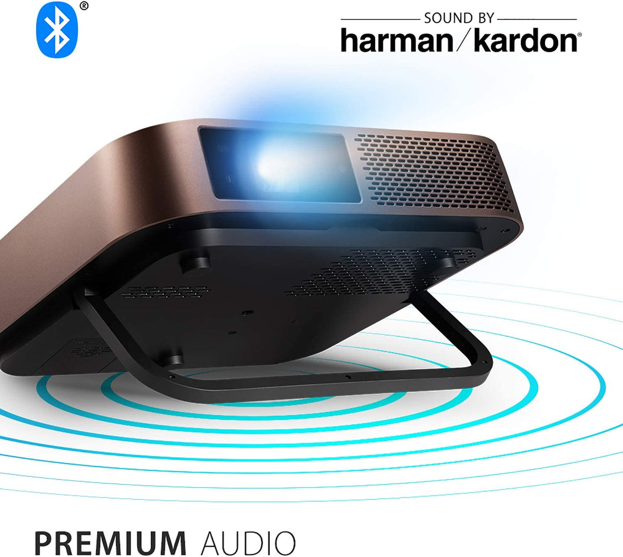 ViewSonic M2 1080p Portable Projector with 1200 LED Lumens, H/V Keystone, Auto Focus, Harman Kardon Bluetooth Speakers, HDMI, USB C, 12GB Storage, Stream Netflix with Dongle