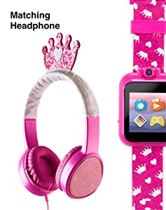 PlayZoom Kids Smartwatch 2 with Headphones Featuring a Swivel Selfie Camera, STEM Learning, 20+ Games, Audio Bedtime Stories, Store Music for Kids Toddlers Boys Girls Fuchsia Multi with Crown