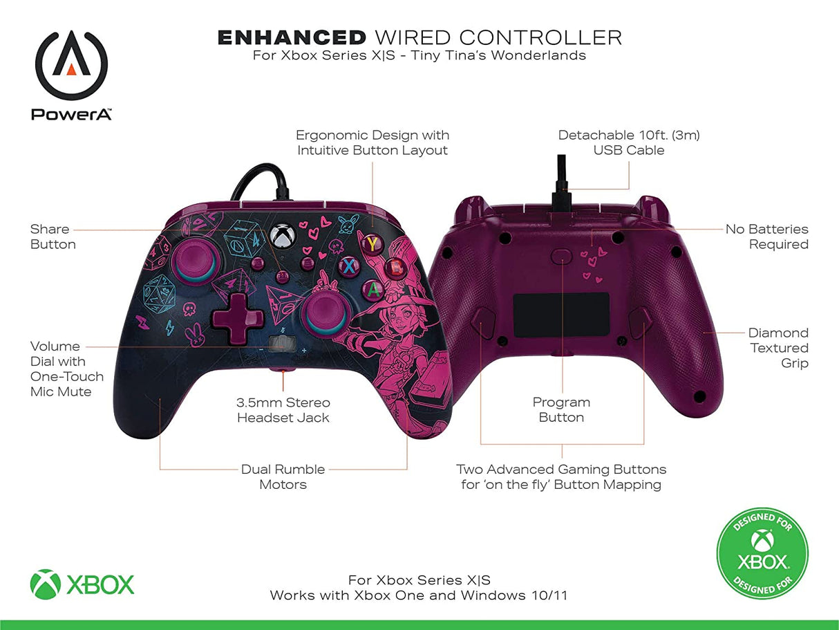 PowerA Enhanced Wired Controller for Xbox Series X|S - Tiny Tina's Wonderlands