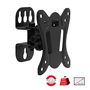 SIIG LCD TV/Monitor Wall Mount -10" to 27", Detachable VESA Plate, Fits Flat/Curved TV & Monitor, Tilt & Swivel, Load Bearing 55 lbs max, VESA 75x75 & 100x100, Steel CE-MT3C11-S1