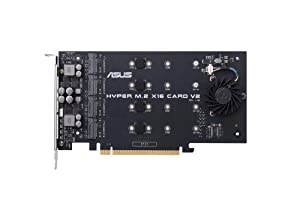 ASUS Hyper M.2 X16 PCIe 3.0 X4 Expansion Card V2 Supports 4 NVMe M.2 (2242/2260/2280/22110) Upto 128 Gbps for Intel VROC and AMD Ryzen Threadripper NVMe Raid