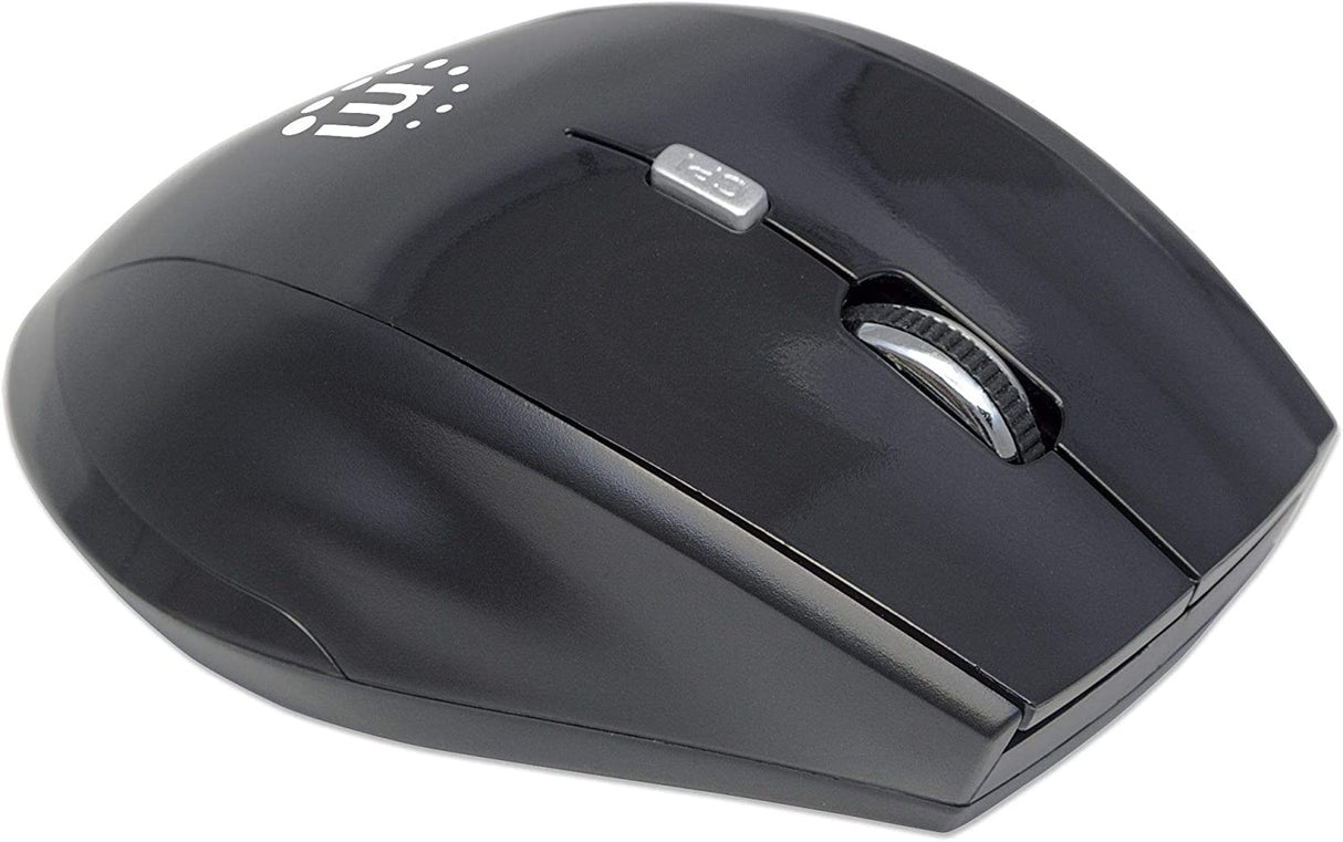 Manhattan Curve Wireless Optical Mouse - with Auto Power Management - for Laptops & Computers - Black, 179386