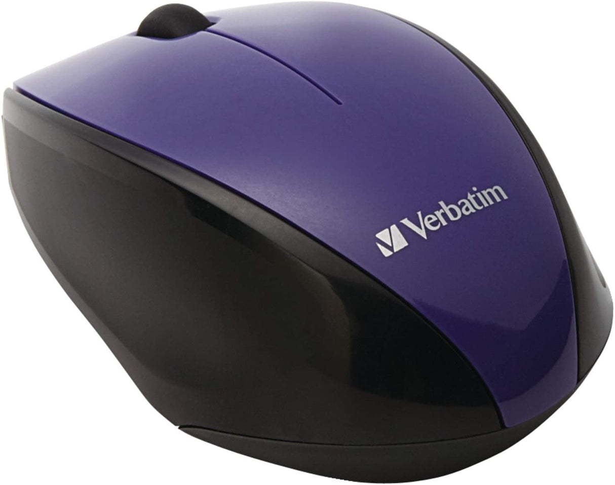 Verbatim Wireless Multi-Trac Mouse 2.4GHz with Nano Receiver - Ergonomic, Blue LED, Portable Mouse for Mac and Windows - Purple