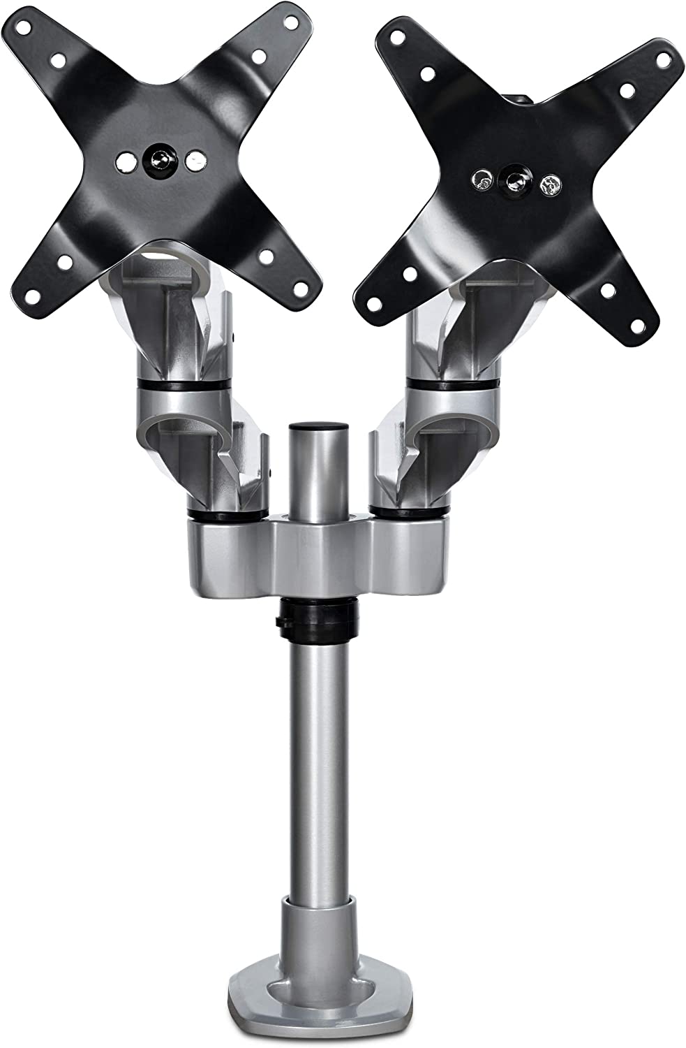 StarTech.com Desk Mount Dual Monitor Arm - Premium Articulating Monitor Arm - up to 27 VESA Mount Displays - Height Adjustable Monitor Mount - Rotate/Tilt/Swivel - Clamp/Grommet - Silver (ARMDUALPS)