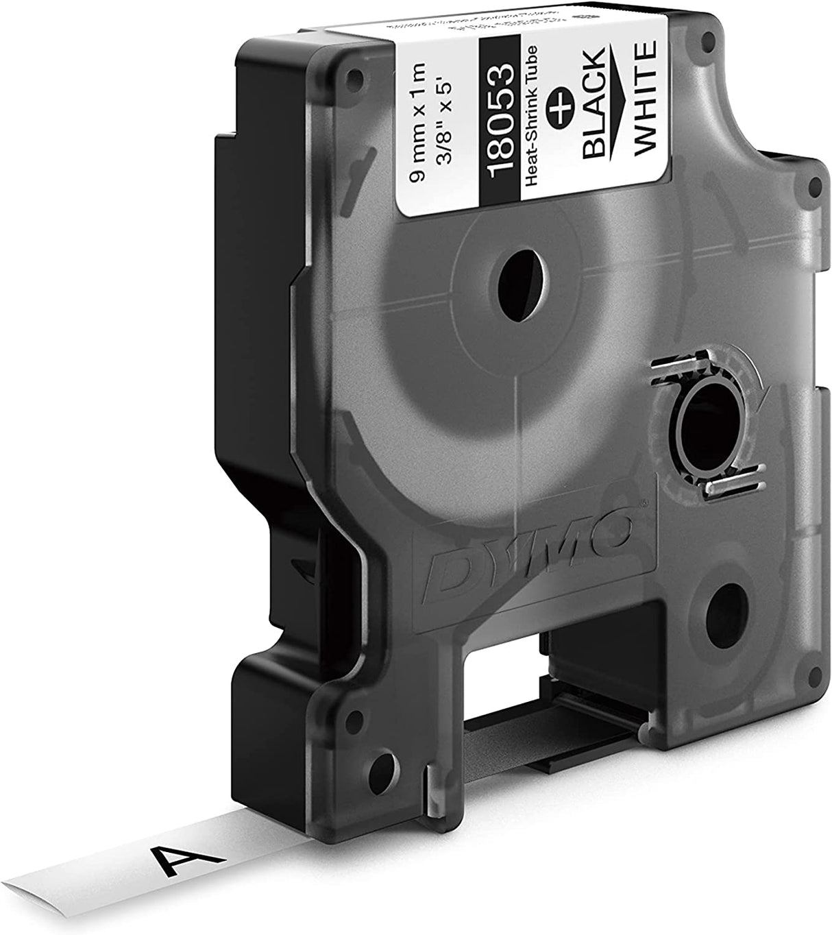 DYMO Industrial Heat Shrink Tubes for DYMO LabelWriter and Industrial Label Makers, Black on White, 3/8", (18053) 3/8" (9MM) Black on White