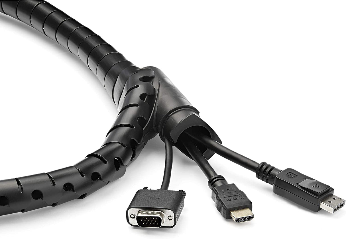 StarTech.com 2.5m (8.2ft) Cable Management Sleeve - 1.8" Diameter - Expandable Coiled Cord Organizer w/Cable Loading Tool (CMSCOILED4)