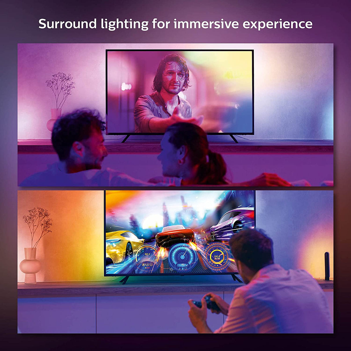 Philips Hue Gradient LightStrip 75" (Sync with TV, Music and Gaming), Hue Hub & Hue Sync Box Required 75-Inch TV Lightstrip Only