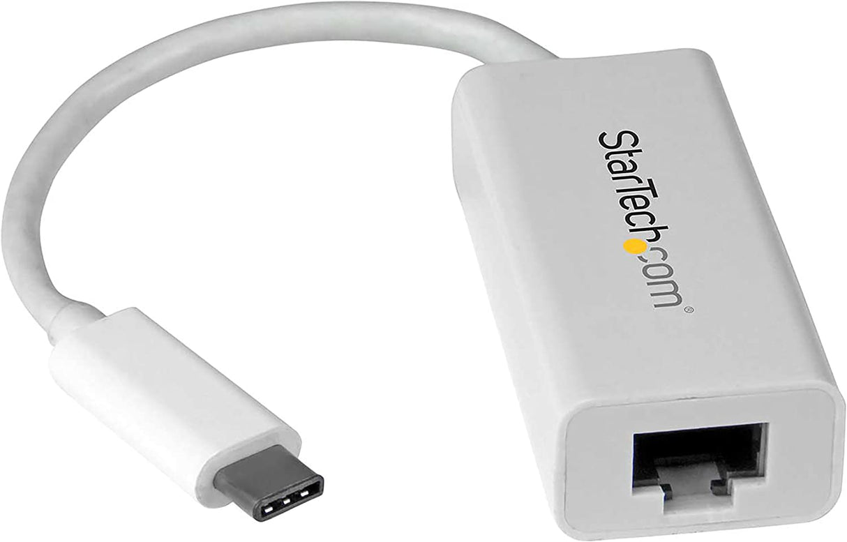 StarTech.com USB C to Gigabit Ethernet Adapter - White - USB 3.1 to RJ45 LAN Network Adapter - USB Type C to Ethernet (US1GC30W) White Standard (White) Adapter