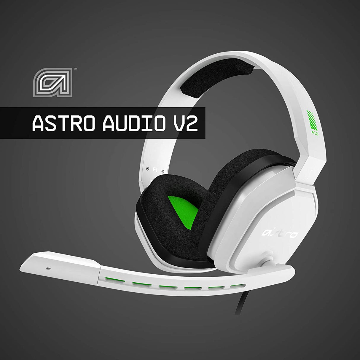 ASTRO Gaming A10 Wired Gaming Headset, Lightweight and Damage Resistant, ASTRO Audio, 3.5 mm Audio Jack, for Xbox Series X|S, Xbox One, PS5, PS4, Nintendo Switch, PC, Mac- White/Green White Gen 1 Xbox/PC Headset Only