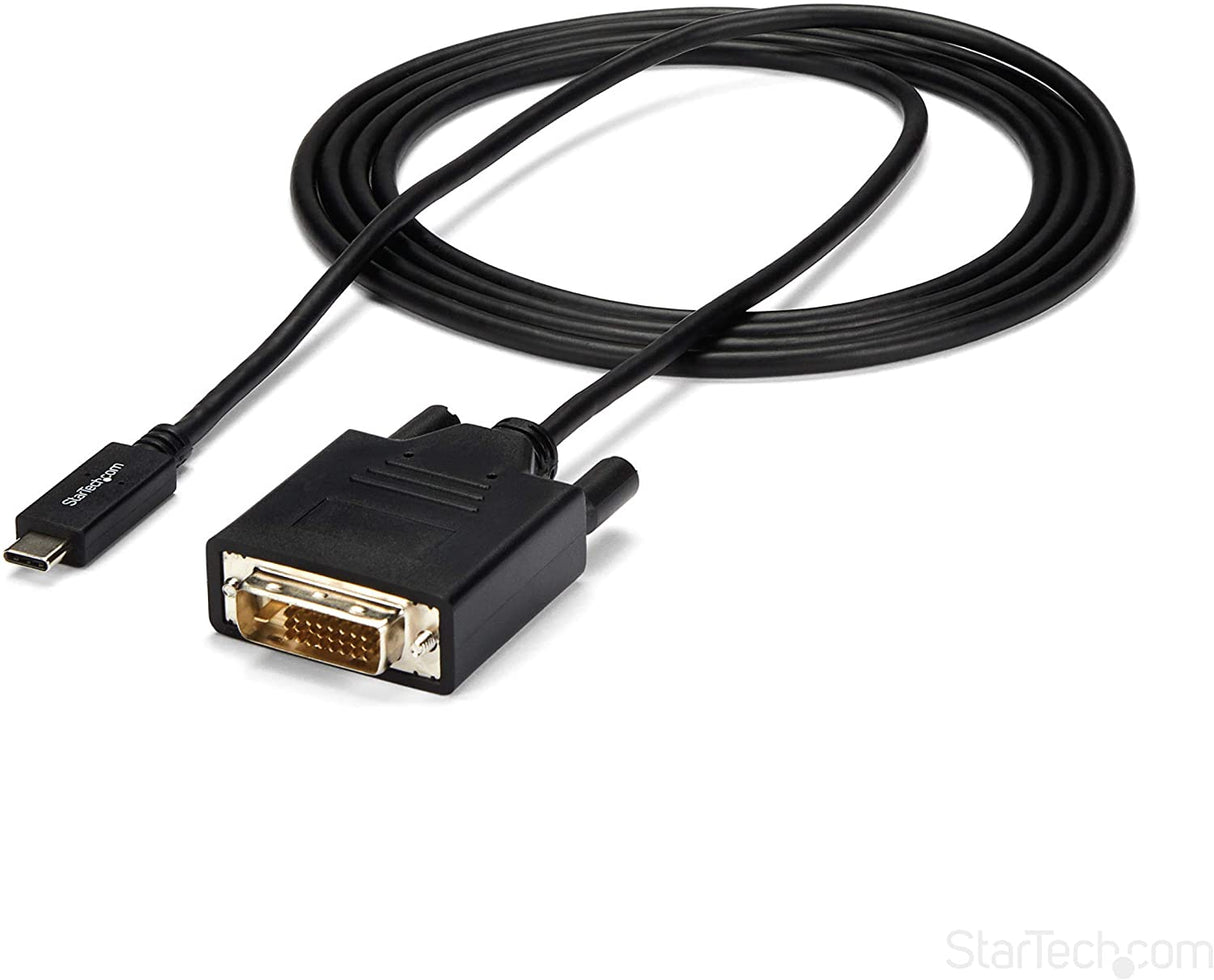 StarTech.com USB-C to DVI Cable - 6 ft / 2m - 1080p - 1920x1200 - USB-C DVI Monitor Cable - USB C Cable - Computer Monitor Cable (CDP2DVIMM2MB) 6.6 feet