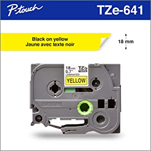 Brother Tze641 Tze Standard Adhesive Laminated Labeling Tape, 3/4-Inch W, Black On Yellow