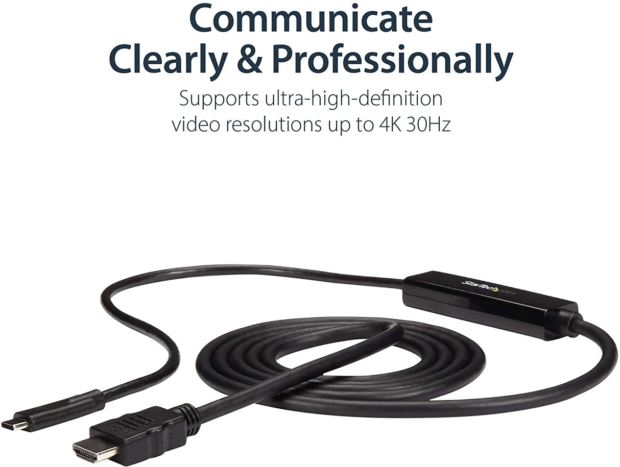 StarTech.com 6ft USB-C to HDMI Cable - USB Type-C to HDMI Adapter Cable - 4K 30Hz - Black (CDP2HDMM2MB) - Limited stock, see similar item CDP2HD2MBNL Black 6 ft / 2m