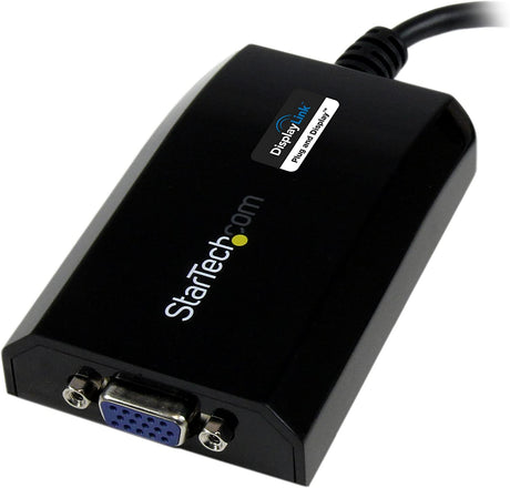 StarTech.com USB 3.0 to VGA Display Adapter 1920x1200 1080p, DisplayLink Certified, Video Converter w/ External Graphics Card - Mac & PC (USB32VGAPRO), Black USB 3.0 to VGA Adapter
