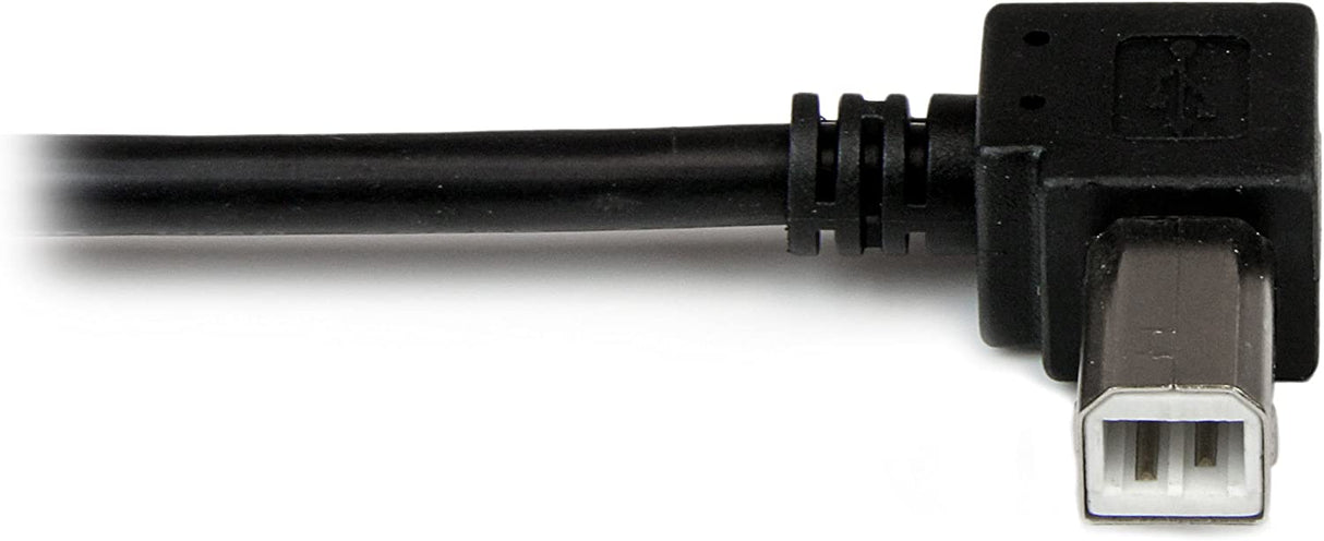 StarTech.com 2m USB 2.0 A to Left Angle B Cable Cord - 2 m USB Printer Cable - Left Angle USB B Cable - 1x USB A (M), 1x USB B (M) (USBAB2ML),Black Left Angled Connector 6 ft / 2m