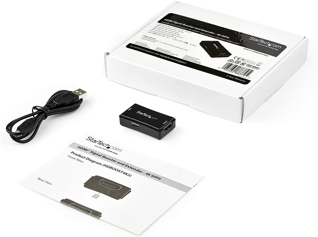 StarTech.com 45ft / 14m HDMI Signal Booster - 4K 60Hz - USB Powered - HDMI Inline Repeater & Amplifier - 7.1 Audio Support (HDBOOST4K2)