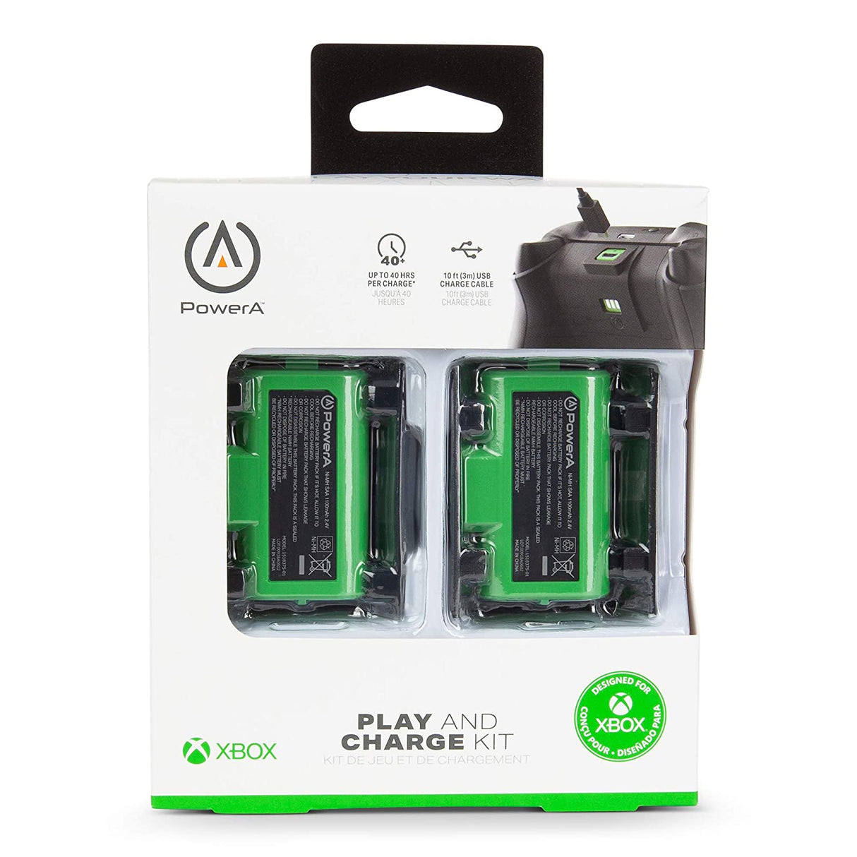 PowerA Play & Charge Kit for Xbox, Wireless Controller Charging, Charge, Rechargeable Battery, Xbox Series X|S, Xbox One - Xbox Series X Play & Charge Standard
