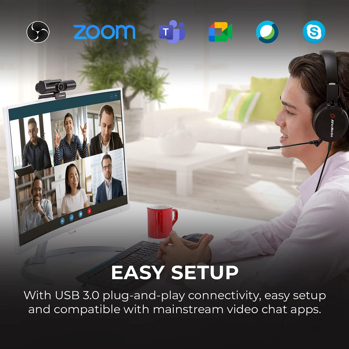 AVerMedia Live Streamer CAM 513. A Plug & Play USB 3.0, 4K UHD, Wide-Angle Lens Webcam (PW513) 4K UHD Livestream