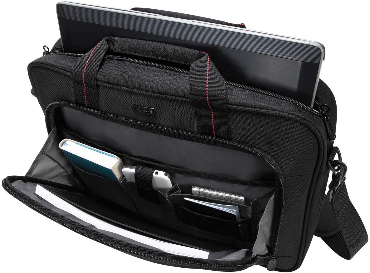 Targus Laptop Bag — Black 15.6" Classic Slim Briefcase Messenger Bag, Spacious, Ergonomic, Foam Padded Laptop Case for Devices Up To 16" (TCT027US) Shoulder Bag 16 inch