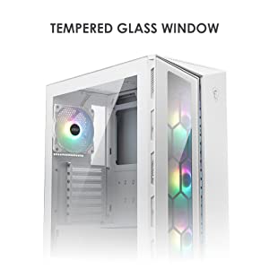 MSI MPG GUNGNIR 110R WHITE - Premium Mid-Tower Gaming PC Case - Tempered Glass Side Panel - ARGB 120mm Fans - Liquid Cooling Support up to 360mm Radiator - White Color Case