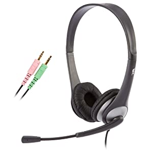 Cyber Acoustics - AC-201 Stereo Headset with Separate Headphone and Microphone Jacks, Great for K12 School Classroom and Education (AC-201) Silver