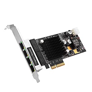SIIG 4-Port Gigabit Ethernet with PoE PCIe Card -Intel 350, PCIe 2.0 x4 to Quad RJ-45,1000/100/10Mbps,PoE,802.3af Power Over Ethernet,Intel I350-T4,Large Heat Sink,Dual-Profile Brackets LB-GE0811-S1