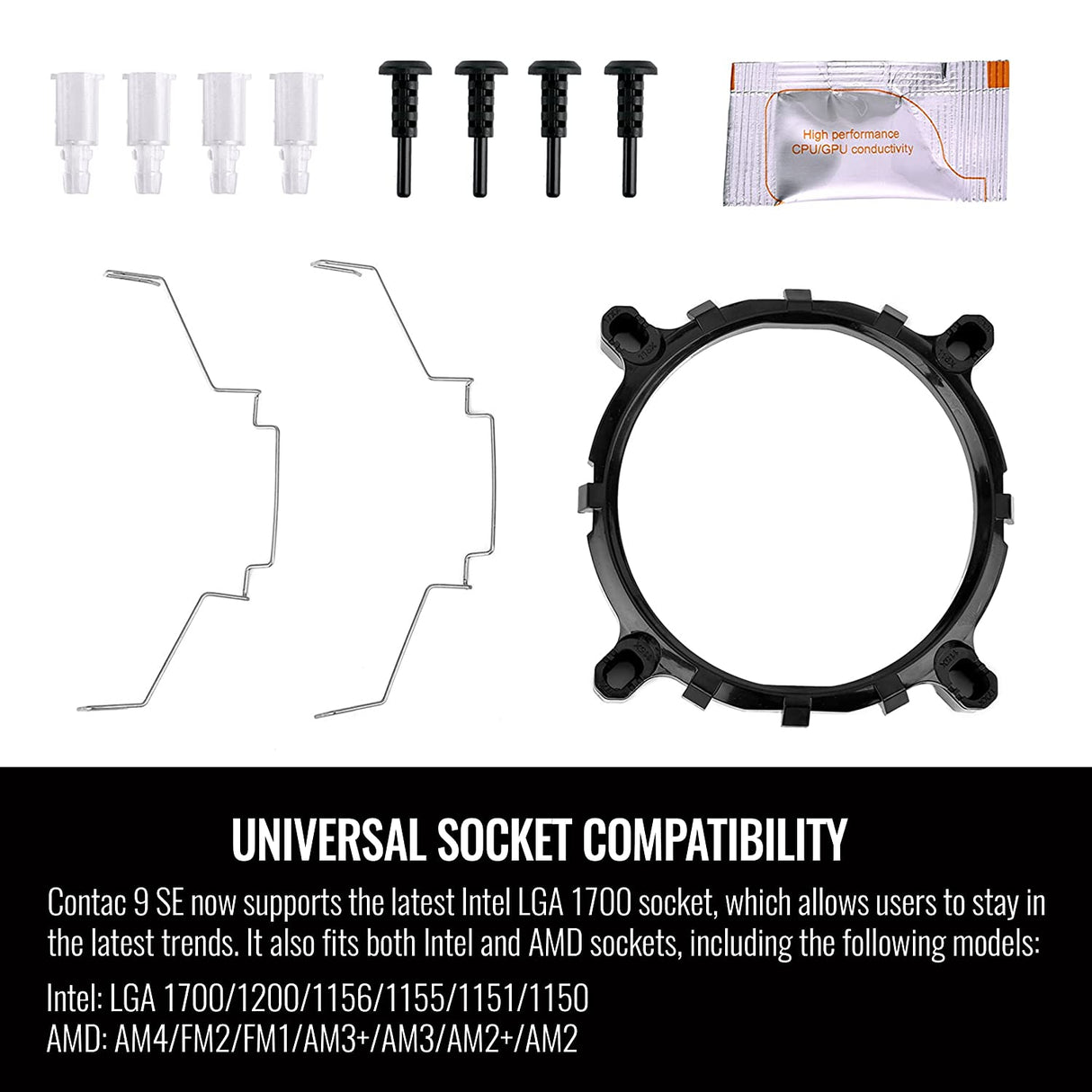 Thermaltake Contac 9 SE CPU Cooler, 120W Cooling Power, 92mm PWM Fan, Support Intel LGA 1700/ AMD AM4, CL-P106-AL09WT-A
