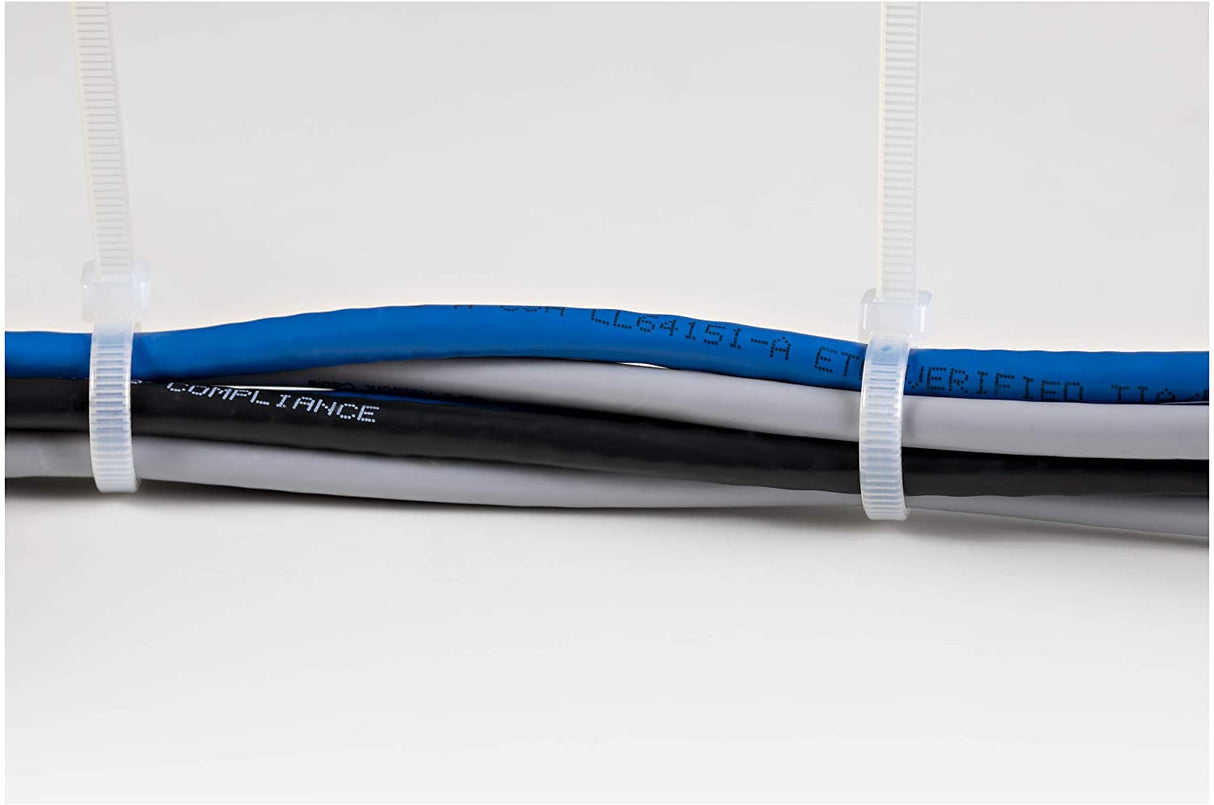 StarTech.com 10"(25cm) Cable Ties - 1/8"(4mm) Wide, 2-5/8"(68mm) Bundle Diameter, 50lb(22kg) Tensile Strength, Nylon Self Locking Zip Ties w/Curved Tip, 94V-2/UL Listed, 1000 Pack - White 10 in | 50 lbs (22kg) Standard w/Self Locking 1000