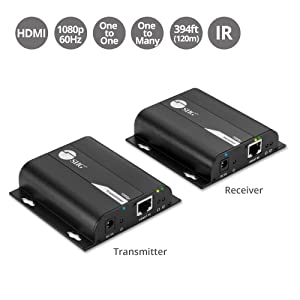 SIIG 1080p HDMI Extender Over IP 394ft - HDMI Ethernet Extender, HDbitT, IR Extension, HDCP, 1 to 1 or One to Many, TX & RX Balun Kit (CE-H26T11-S1) 1080p V2 TX&RX Kit