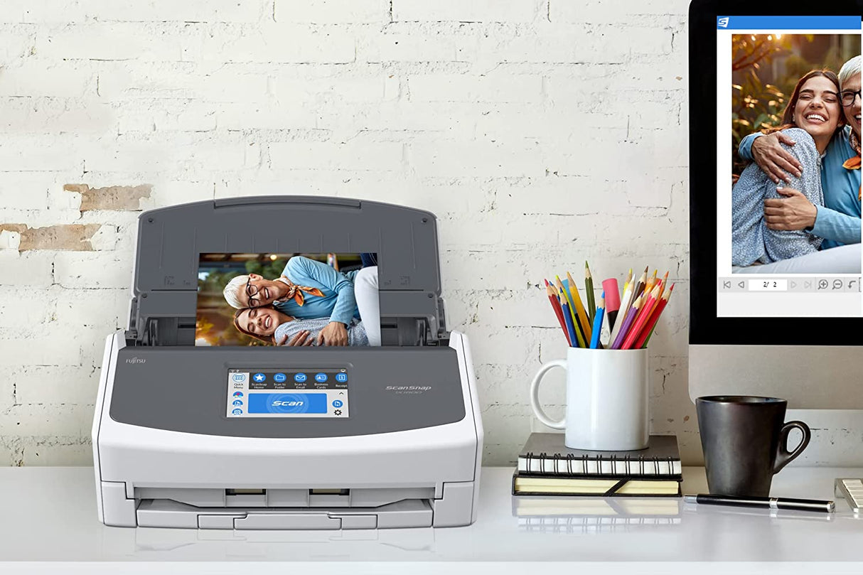 Fujitsu ScanSnap iX1600 Wireless or USB High-Speed Cloud Enabled Document, Photo & Receipt Scanner with Large Touchscreen and Auto Document Feeder for Mac or PC, White ScanSnap iX1600 White