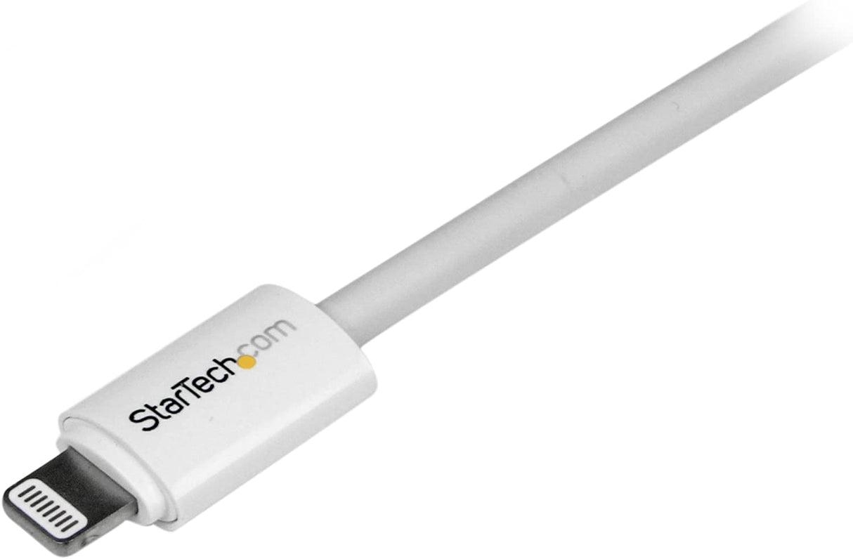 StarTech.com 3m (10ft) Long White Apple 8-pin Lightning Connector to USB Cable for iPhone / iPod / iPad - Charge and Sync Cable (USBLT3MW) 10ft White