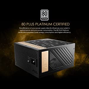 Msi MEG Ai1300P PCIE 5 & ATX 3.0 Gaming Power Supply - Full Modular - 80 Plus Platinum Certified 1000W - 100% Japanese 105°C Capacitors - Compact Size - ATX PSU