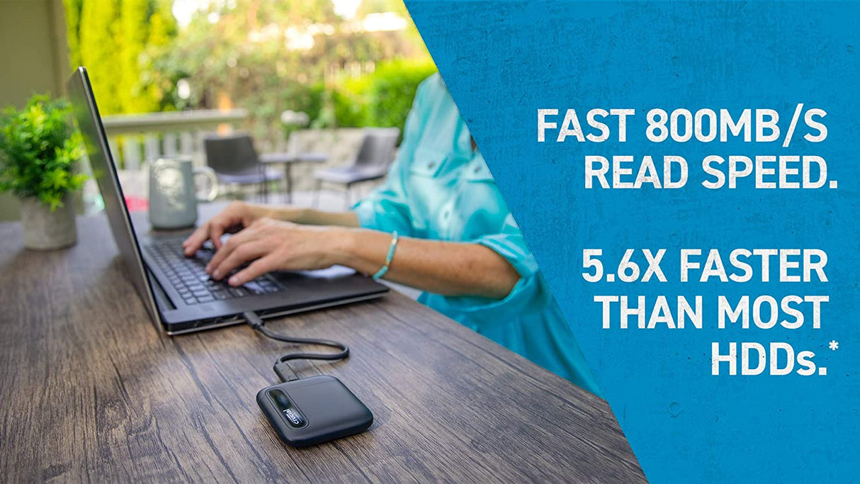 Crucial X6 4TB Portable SSD – Up to 800MB/s – USB 3.2 – External Solid State Drive, USB-C - CT4000X6SSD9 4TB X6 USB-C Portable SSD