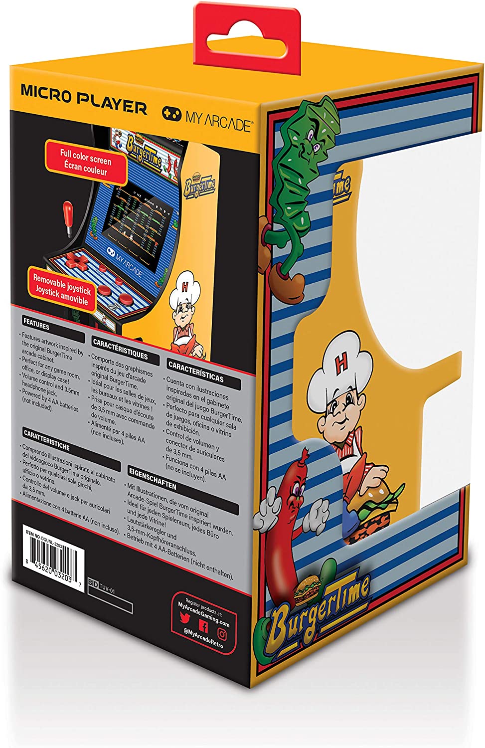 My Arcade Burgertime Micro Player Mini Arcade Machine: Fully Playable, 6.75 Inch Collectible, Color Display, Speaker, Volume Buttons, Headphone Jack - Electronic Games