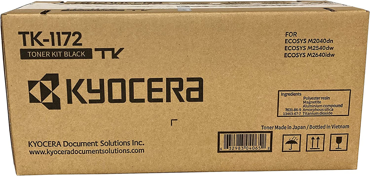 Kyocera 1T02S50US0 Model TK-1172 Black Toner Cartridge for Ecosys M2040dn/M2540dw/M2640idw, Genuine Kyocera, Up to 7200 Pages