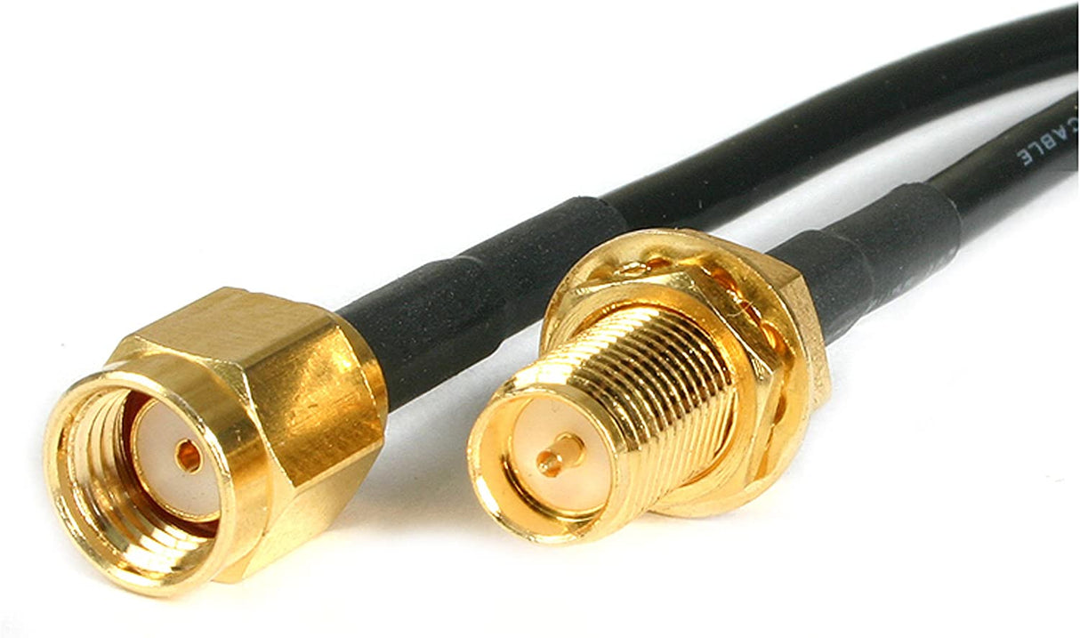 StarTech.com RP-SMA to SMA Wireless Antenna Adapter Cable - Antenna Cable - RP-SMA (M) to RP-SMA (F) - 10 ft - Black - RPSMA10MF