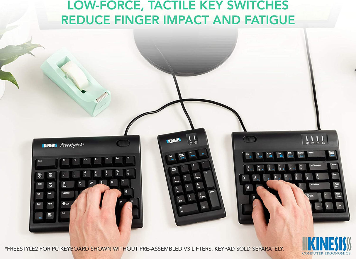 Kinesis Freestyle2 Ergonomic Keyboard w/ V3 Lifters for PC (9" Separation)