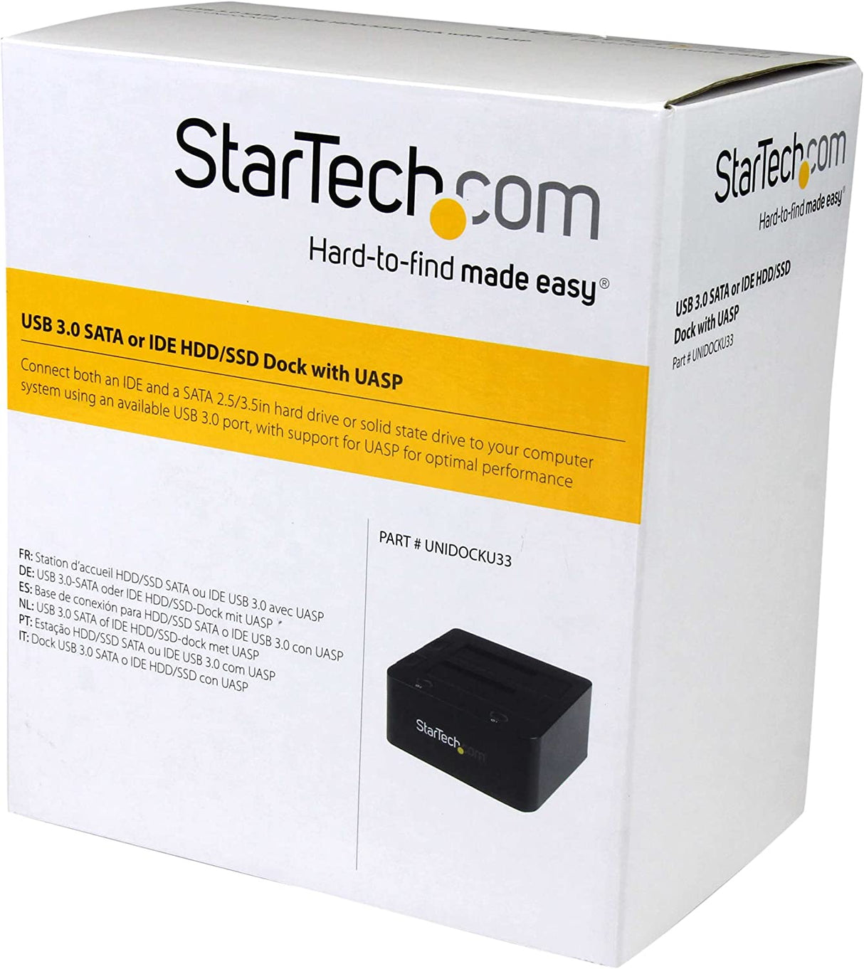 StarTech.com Dual-Bay USB 3.0 to SATA and IDE Hard Drive Docking Station, USB Hard Drive Dock, External 2.5/3.5" SATA III/IDE, SSD/HDD Docking Station, Hot-Swap Drive Bays, Top-Loading (UNIDOCKU33)