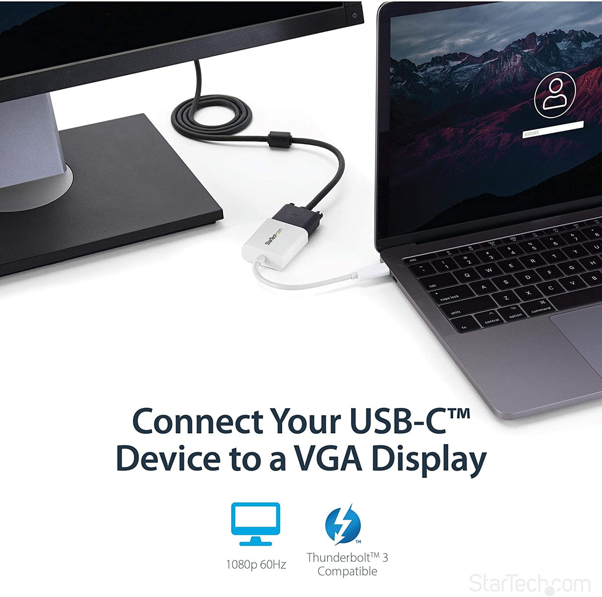 StarTech.com USB-C to VGA Adapter - White - 1080p - Video Converter For Your MacBook Pro / Projector / VGA Display (CDP2VGAW) White 1080p