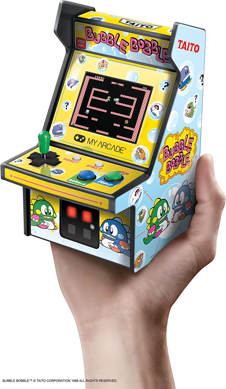 My Arcade Micro Player Mini Arcade Machine: Bubble Bobble Video Game, Fully Playable, 6.75 Inch Collectible, Color Display, Speaker, Volume Buttons, Headphone Jack, Battery or Micro USB Powered