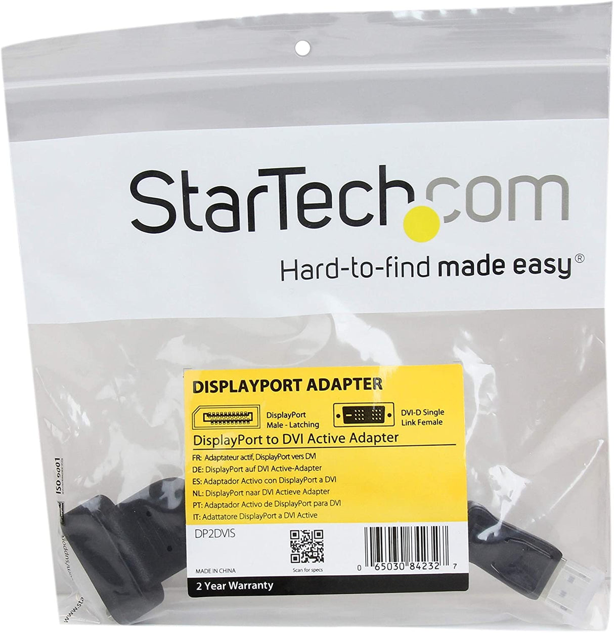 StarTech.com DisplayPort to DVI Adapter - Active DisplayPort to DVI-D Adapter/Video Converter 1080p - DP 1.2 to DVI Monitor Cable Adapter Dongle - DP to DVI Adapter - Latching DP Connector (DP2DVIS)