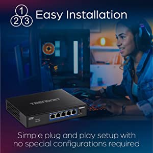 TRENDnet 5-Port 10G Switch, 5 x 10G RJ-45 Ports, Black, TEG-S750 & 10 Gigabit PCIe Network Adapter, Converts A PCIe Slot Into A 10G Ethernet Port, Supports 802.1Q Vlan, Silver, TEG-10GECTX 5-Port Switch + Network Adapter