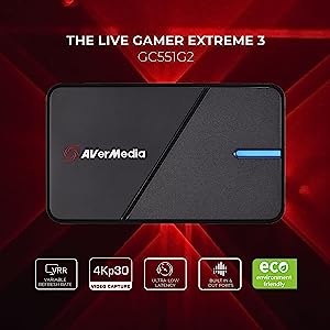 AVerMedia GC551G2 Live Gamer Extreme 3, Plug and Play 4K Capture Card for Gaming, Content Creating and Streaming, Supports Variable Refresh Rate, 4Kp30 Capture, 4Kp60 HDR Pass-Through 4K30 VRR Support