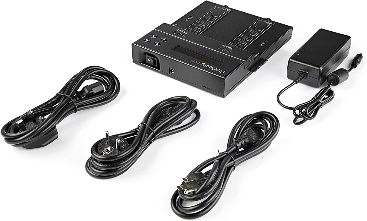 StarTech.com Standalone M.2 SATA & M.2 NVMe Duplicator and Eraser - HDD/SSD Cloner/Wiper for M.2 PCIe AHCI/NVMe, M.2 SATA, 2.5/3.5" SATA Drives - External Hard Drive Eraser/Duplicator, TAA (SM2DUPE11)