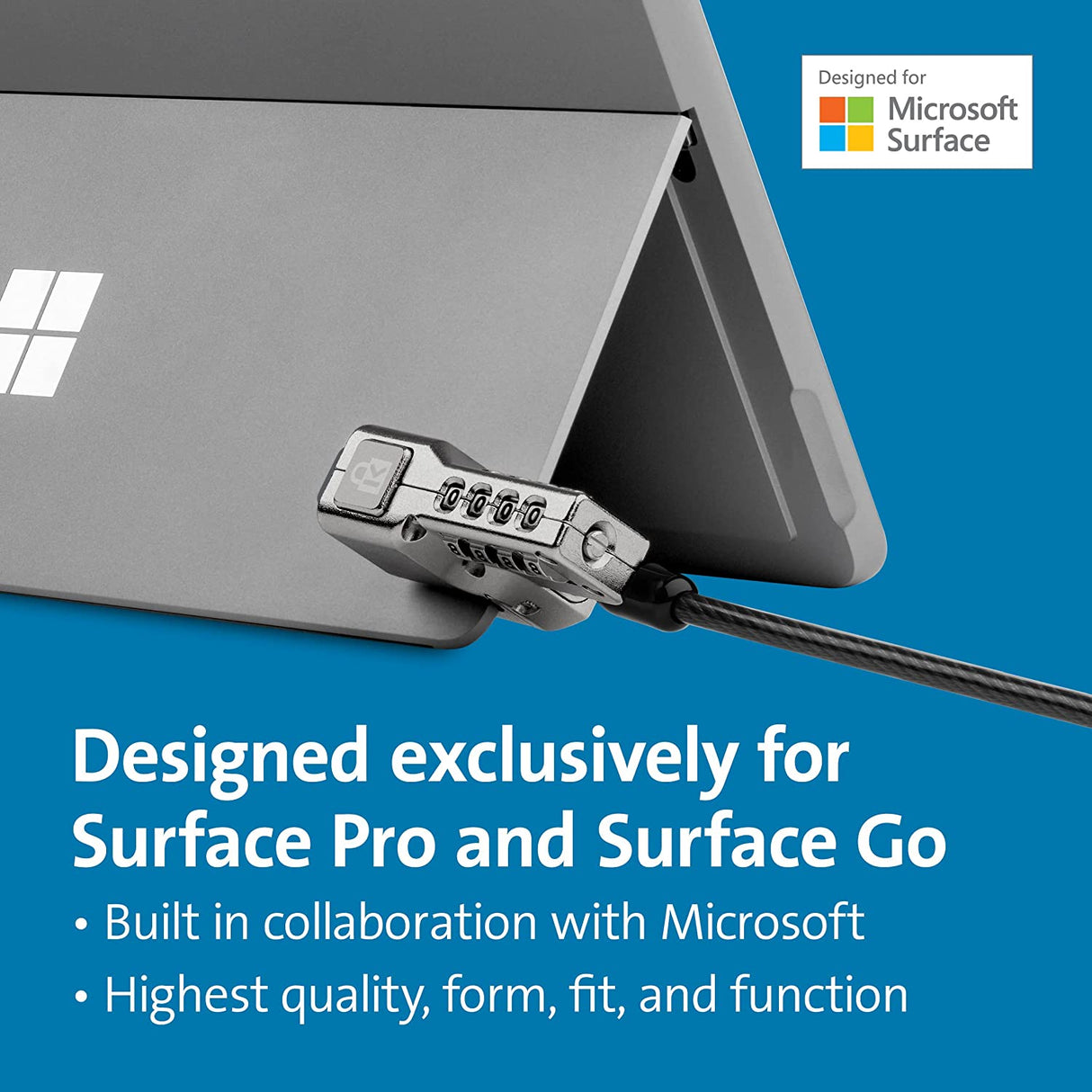 Kensington Combination Lock for Surface Pro and Surface Go, Compatible with Surface Pro 8 & Surface Go 3 (K68131WW)