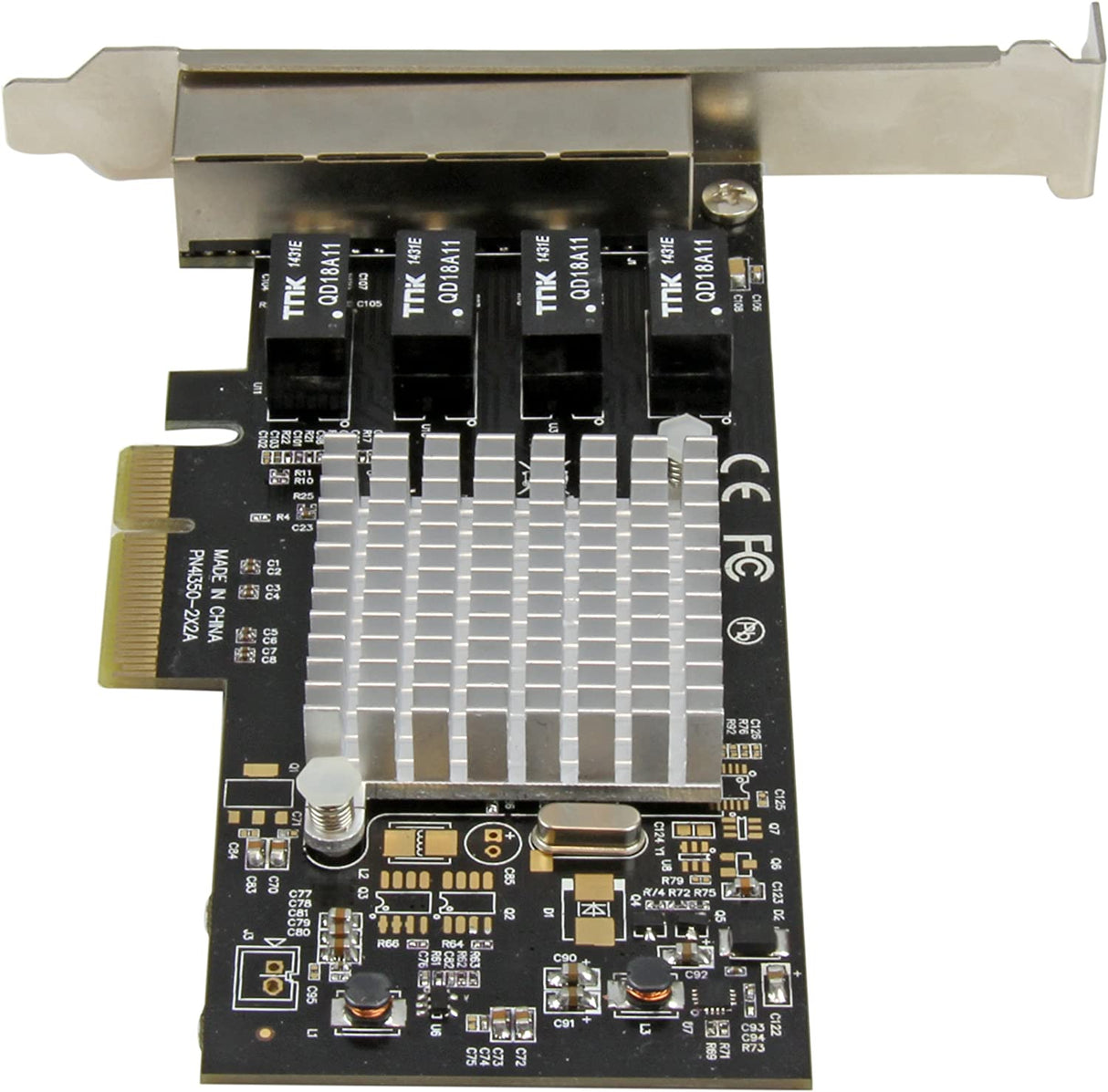 StarTech.com 4 Port PCIe Network Card - RJ45 Port - Intel i350 Chipset - Ethernet Server / Desktop Network Card – Dual Gigabit NIC Card (ST4000SPEXI),Black
