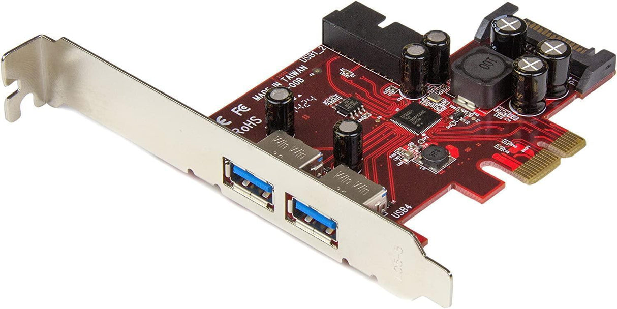 StarTech.com 4 Port PCI Express USB 3.0 Card - 2 External & 2 Internal - SATA Power - UASP Support - 2x Int Motherboard-Style Headers (PEXUSB3S2EI)