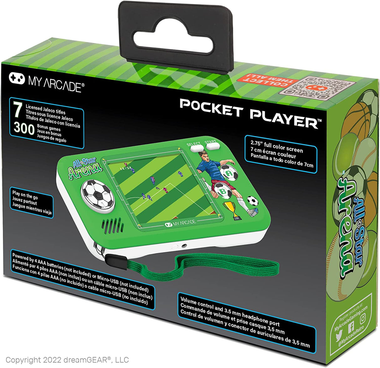 My Arcade All Star Arena Pocket Player- Portable Gaming System with 307 Retro Games, 2.75" Screen -DGUNL-4128