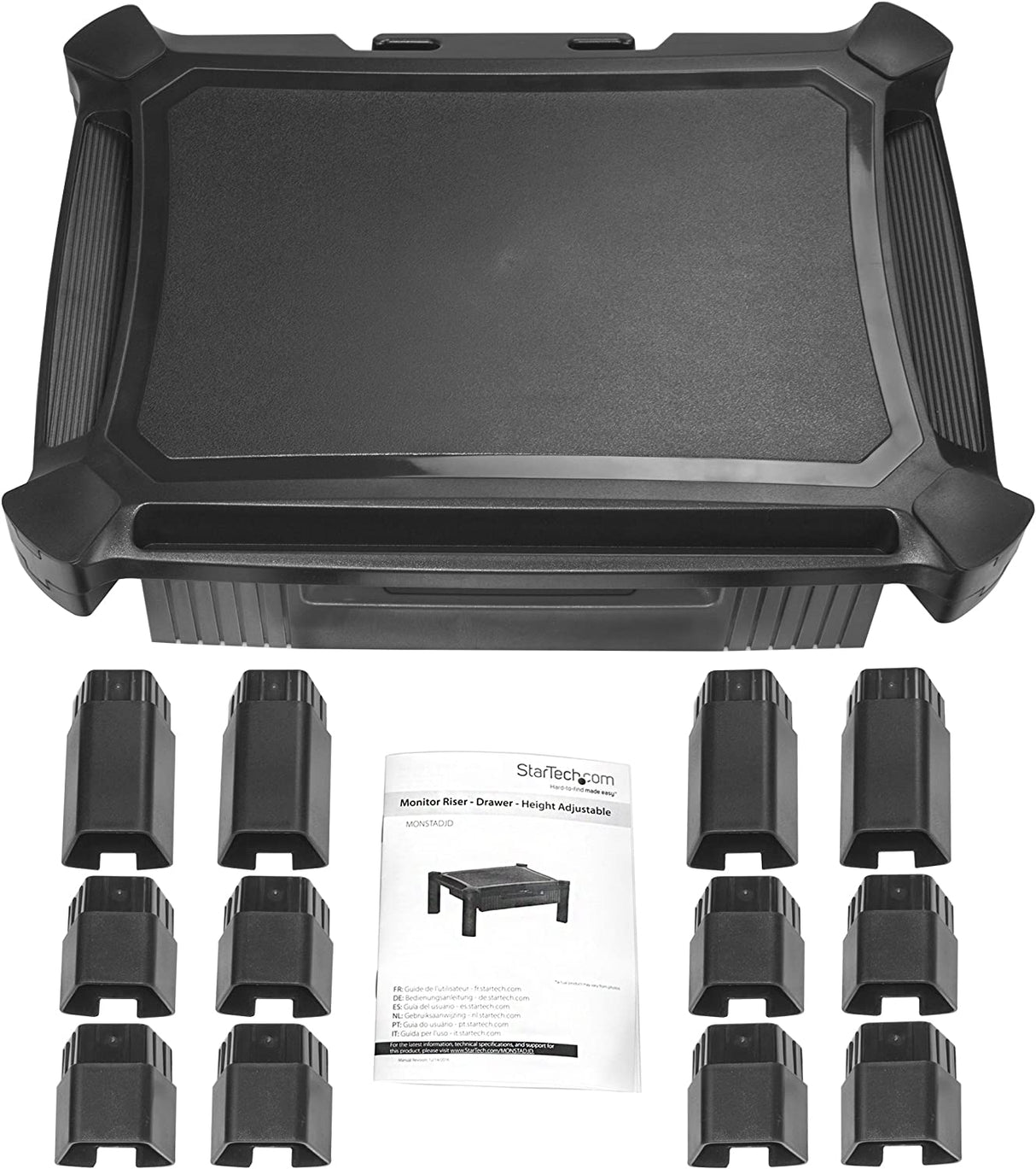 StarTech.com Adjustable Monitor Riser - Drawer - Monitors up to 32- Adjustable Height - Monitor Stand - Computer Monitor Riser (MONSTADJD) 6.6" x 13" x 17.1"