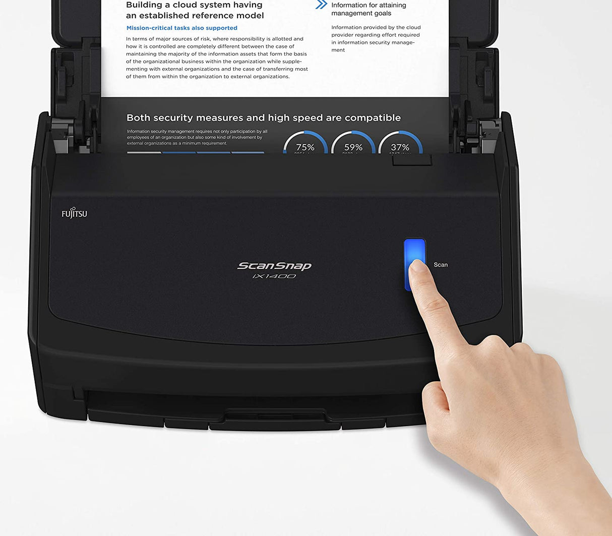 Fujitsu ScanSnap iX1400 Simple One-Touch Button Document Scanner for Mac or PC, Black ScanSnap iX1400 Black