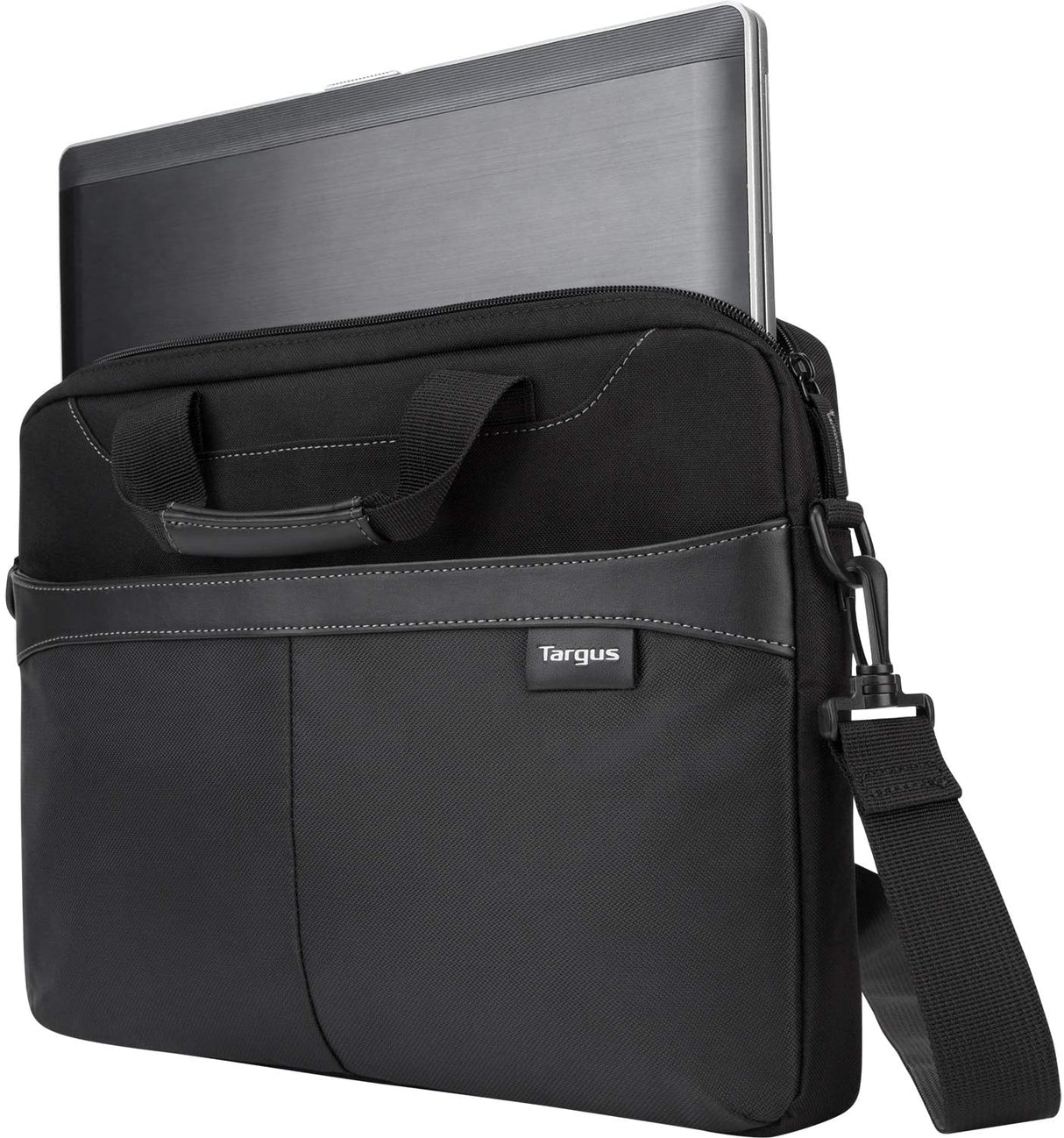 Targus Professional Business Casual Slipcase, Laptop Shoulder Bag for Macbook/Notebook with Quick-Access Compartment, Trolley Strap, Protective Sleeve Shoulder Strap for 15.6-Inch Laptop, Black (TSS898)